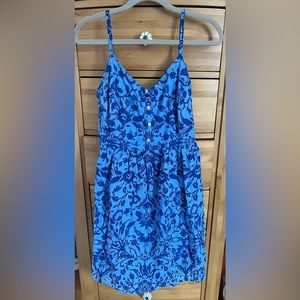 Old Navy Blue floral print cotton sundress with side zip. Womens size 14